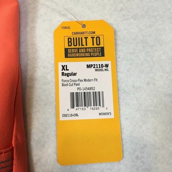 Carhartt Womens XL Force Cross-Flex Modern Fit Bootcut Scrub Pant Orange Pockets - Picture 2 of 16
